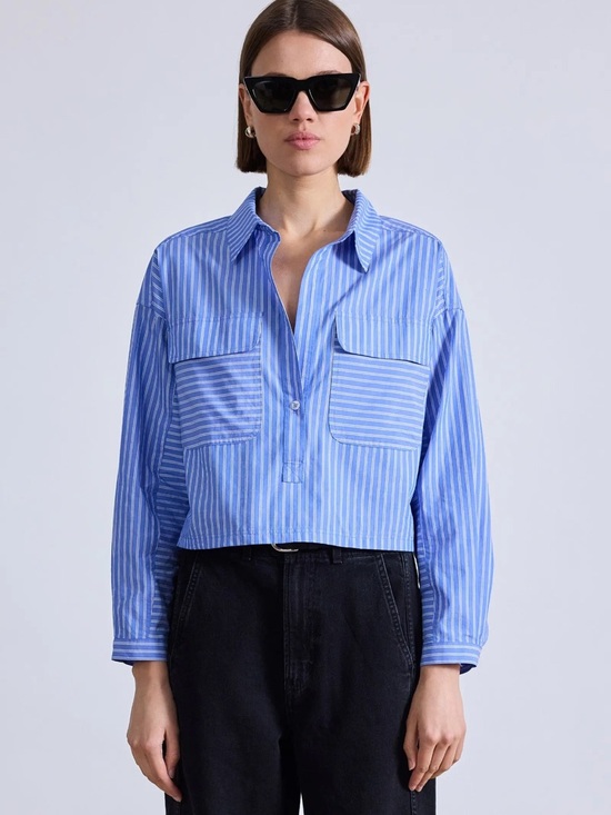 Apiece Apart Tops - NWT Apiece Apart Cropped Kava Blue & White Striped Top | M